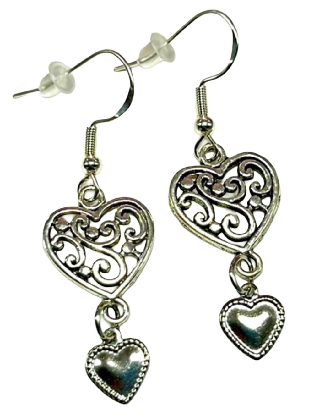 Handmade Sterling Silver Filigree Pendant Heart Earrings!